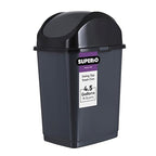 Superio Medium Trash Can with Lid 4.5 Gallon Plastic Swing Top Garbage Can Slim Waste Bin for Under Sink/Cabinet, Laundry Room, Kitchen, Office, Bedroom, Bathroom, College Dorm, 18 Qt, Grey