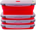 Collapsible Food Storage Containers with Airtight Lid & Air Vent, 40.5 oz, Kitchen Stacking Silicone Collapsible Meal Prep Container Set for Leftover, Microwave Freezer Dishwasher Safe, Red, Set of 4