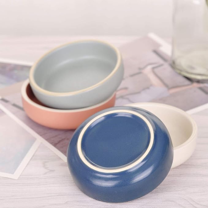WHJY 3.5 inches Set of 4 Ceramic Sauce Dishes Side Dish Sushi Dipping Bowls, Matte Glaze Porcelain Tableware Serving Dish Appetizer Plates Stackable Ramekins
