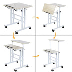 sogesfurniture Mobile Standing Desk Laptop Workstation on Wheels, Adjustable Computer Desk for Standing or Sitting, Maple 101-MP