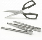 TECHEF Kitchen Shears With 2 Stainless Steel Tongs & Travel Bag, Dishwasher Safe, 4-Piece Complete Set, Made in Korea (Scissors & Tongs Set)