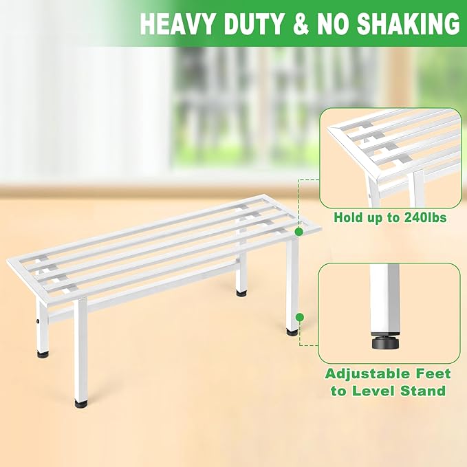 2 Pack Metal Plant Stand Outdoor Plant Shelf Indoor,1 Tier Heavy Duty Plant Stands for Multiple Plants,26" L x 10.12" H x 8.75" W,White