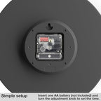 Driini Staircase Modern Wall Clock - Unique 10.5 in. Frameless Concrete Design - Contemporary, Minimalist Decor; No Numbers - Silent Battery Operated Clocks with Decorative Wooden Hands; Black