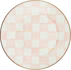MACKENZIE-CHILDS Enamel Dinner Plate, Decorative Dinnerware Plate, 10 Inches, Set of 1, Pink-and-White Rosy Check
