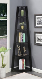 Convenience Concepts Newport 5 Tier Corner Bookcase, Black