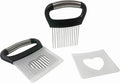 Onion Holder for Slicing, 304 Stainless Steel Vegetable Chopper with 10/14 Needles, Tomato Slicer, Meat Tenderizer Tool, Kitchen Gadgets for Even Slices (Matte Black, Extra-Large)