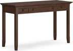 SIMPLIHOME Amherst SOLID WOOD Transitional 54 Inch Wide Desk in Russet Brown, For the Office Desk, Writing Table, Workstation and Study Table