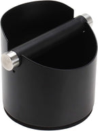 DIBTSA Espresso Knock Box, Stainless Steel Coffee Grounds Knock Box, With Removable Knock Bar and Non-Slip Rubber Base (Black)