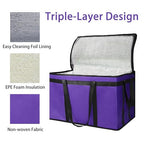 Bodaon Insulated Food Delivery Bag, XXX-Large Grocery Bags, Purple, 1-Pack | Meal Grocery Tote Insulation Bag for Catering/Drivers for Hot and Cold Food, Commercial, Large Capacity Reusable Warming Bag