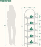 Bookcase Bookshelf, Tempered Glass Bookshelves, Slim Shelving Unit for Bedroom, Bathroom, Home Office, Steel Frame, 5 Tier Gold BC21599G
