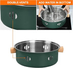 Portable Charcoal Barbecue Grill, 1pc Mini BBQ Grill Multifunctional Charcoal Grill Round Tabletop Charcoal Grill for Outdoor Cooking Home Party Picnic Camping (Green)