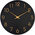 Mosewa Large Wall Clock 16 Inch Black Battery Operated Silent Non Ticking Simple Minimalist Rose Gold Numbers Clock Decorative for Bedroom Living Room Kitchen Home Office