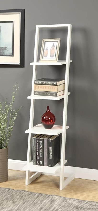 Convenience Concepts Designs2Go 4 Tier Ladder Bookshelf, White