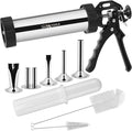 4rd Gen 2.1LB Jerky Gun Kits, Jerky Maker Gun, Beef Jerky Gun, Stainless Steel Sausage Stuffer Jerky Making Gun with 5 Stainless Nozzles, 2 Cleaning Brushes, 1 Stomper