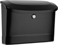 Architectural Mailboxes Princeton™ Locking, Wall-Mounted Mailbox for Outside, Metal Galvanized Steel Medium Mail Box with Lock and Key Drop Box, Black