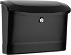 Architectural Mailboxes Princeton™ Locking, Wall-Mounted Mailbox for Outside, Metal Galvanized Steel Medium Mail Box with Lock and Key Drop Box, Black