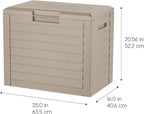 IRIS USA 35 Gallon Outdoor Deck Box, Lockable, Weather-Resistant, Beige | UV-Protected, Waterproof Resin, Patio Storage for Cushions, Garden Tools & Packages