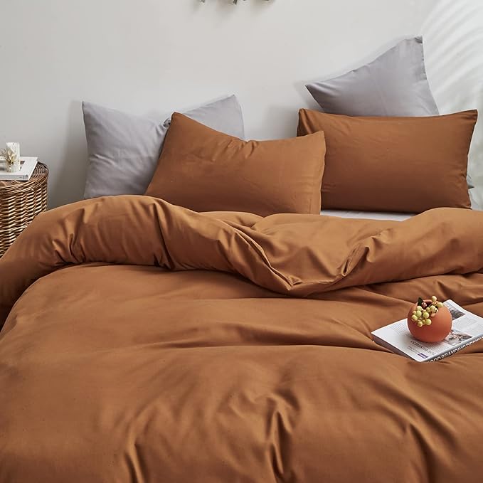 Pumpkin Comforter Queen Pumpkin Color Bedding Set 3 Pieces Cinnamon Comforter Sets 1 Queen Comforter (90x90 inches) with 2 Pillowcases (20x26 inches)