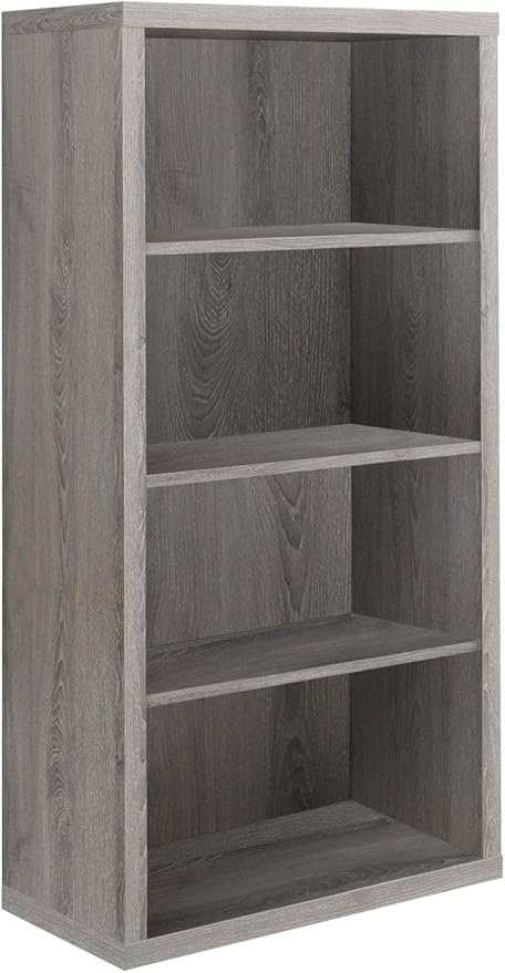 Monarch Specialties 7060 Bookshelf, Bookcase, Etagere, 5 Tier, H, Office, Bedroom, Laminate, Brown, Contemporary, Modern Bookcase-48 H/Dark Taupe With Adjustable Shelves, 48-Inch