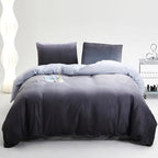 Gray White Gradient Comforter Set King Gray Velvet Bedding Comforter Modern Plain White and Deep Gray Gradient Soft Quilt Farmhouse Flannel Comforter Warm King Bed Comforter