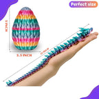 3D Printed 12” Articulated Crystal Dragon Inside 5.1” Egg – Fantasy Collectible, Fidget Toy & Stocking Easter Basket Stuffers for Home & Office Decor (Rainbow)