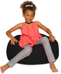 Posh Creations Bean Bag Chair for Kids, Teens, and Adults Includes Removable and Machine Washable Cover, Solid Black, 27in - Medium
