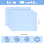 3Pack Silicone Sheet for Crafts, Resin Jewelry Casting Molds Mat, Food Grade Silicone Placemat, Multipurpose Table Protector, Nonstick Nonskid Heat-Resistant, Blue (15.7x11.8inch)