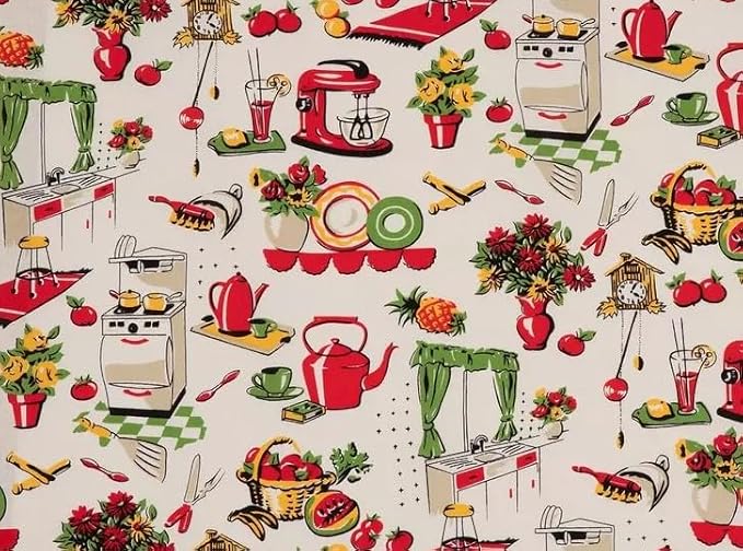 Vintage Kitchen Valance Topper Window Curtain Treatment 42W x 14L, 100% Cotton, Rod Pocket