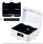 KYODOLED Cash Box with Combination Lock,Safe Metal Box for Money,Storage Lock Box with Money Tray,7.87"x 6.30"x 3.54" White Medium