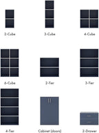 Apexa 6 Cube Storage Organizer Shelves, Stackable Wood Bookcase Fits Cubby Bins for Organization, Dorm Teen Room Decor & Home Office, Steel Blue