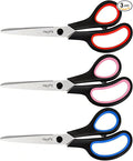 3-Pack 8.5" Ultra Sharp Stainless Steel Scissors - Premium All Purpose for Office, Crafts, Sewing, Home & School | Comfort-Grip Ambidextrous (Left & Right Handed)