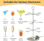 QPIX DIGITAL Cocktail Tree Stand, Metal Drink Tower, 3 Tier - 12 Holders For Champagne, Cocktails,Martini, Margarita Cups at Weddings, Bridal Shower, Mimosa Bar Parties & Events (Silver)