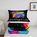 Kids Volleyball Comforter Set Full Size Sports Game Bedding Set for Boys Girls Teens Bedroom Decor Tie Dye Comforter Women Men Volleyball Player Duvet Set with 2 Pillow Case