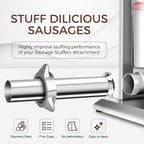 5-Size Stainless Steel Sausage Stuffer Tubes | Food-Grade Sausage Stuffing Funnels (8mm-15mm-21mm-31mm-38mm), 52mm Base Diameter Replacement Horns for Home Sausage Making