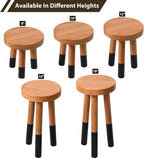 Rubber Wood 9" Round Plant Stand |Dip Dyed Black Accent Stool |Small Drinking Table |Side Table(18" H)