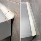 Water Barrier for Sink,Shower Threshold Water Dam Barrier,Waterproof Barrier Bathroom,Collapsible Silicone Strip Trim Splash Guard (White-2M)