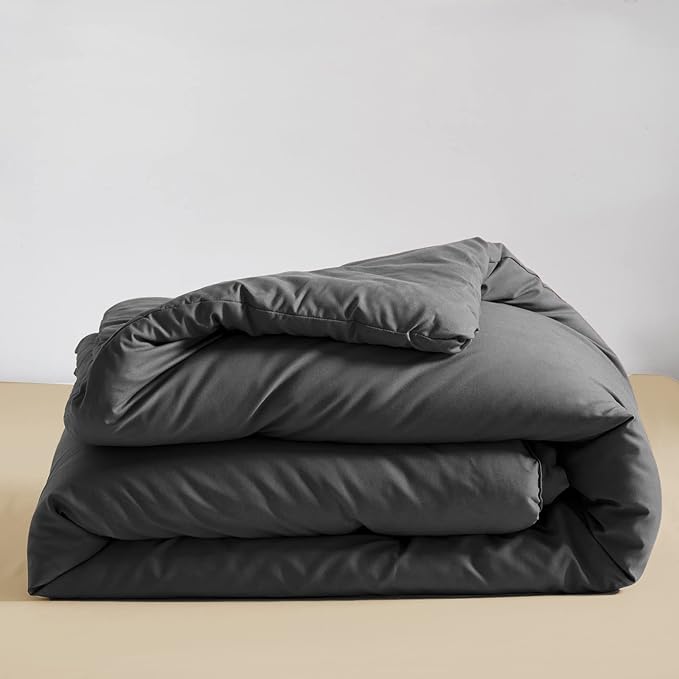 Deep Grey Comforter Set King Dark Gray Beddig Set Women Solid Gray Color Bedding Set 3 Pieces with 2 Pollowcases Lightweight Durable Gray Blanket Sets Breathable Gray Bed Comforter Set King