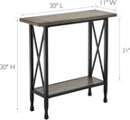 Leick Home 23005 Chisel & Forge Narrow Recliner Side Table with Shelf, Gray/Matte Black