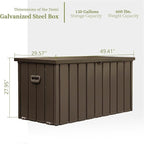 Metal Storage Box for Outdoor Dark Brown Lockable Water-Resistant Deck Box for Patio Garden Tools Organization Rust-Resistant Heavy-Duty Outside Storage Box (150 Gallon)