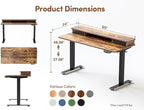 BANTI 60x24 Inch Electric Standing Desk with Double Drawers, Adjustable Height Stand Up Desk, Sit Stand Home Office Desk with Storage Shelf, Rustic Brown Top