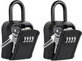Portable Key Lock Box,Key Holder Safe Security Lock Box for Indoor, Outdoor, Garage, Garden, Store (2, Black)