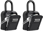 Portable Key Lock Box,Key Holder Safe Security Lock Box for Indoor, Outdoor, Garage, Garden, Store (2, Black)