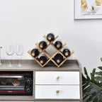 KIRIGEN Wooden Wine Rack, 8-Bottle 3-Tier Countertop Wine Holder, Natural | 16.73 x 5.91 x 11.14 In, Holds 8 Standard Wine Bottles for Cabinets, Pantry Shelves, and Kitchen Counter, Assembly Required