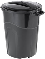 32 Gallon Heavy Duty Plastic Outdoor Trash Can with Lid, Lock & Easy-Carry Handles – Suitable for Indoor/Outdoor, Kitchen, Yard, Garage & Office