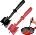2Pcs Ground Beef Chopper Tool, Meat Masher Ground Beef Heat Resistant Meat Spatula Chopper Hamburger Meat Chopper, Black+Red