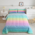 Erosebridal Blue Gradient Bedding Rainbow Tie Dye Bedding Comforter Sets for Kids Boys Girls Bedroom, Galaxy Glitter Comforter Set Pastel Watercolor Sparkle Quilt with 2 Pillowcases, Queen