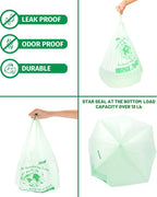 100% Compostable Trash Bags, 3 Gallon Compost Bags Small Kitchen Trash Bags with Handle, 100 Count Sturdy Biodegradable Garbage Bags Food Scrap Waste Bags, ASTM D6400, US BPI Certified