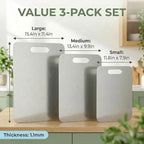 3 PCS Stainless Steel Cutting Boards for Kitchen, Non Toxic Chopping Boards for Meat, Fruits & Break, Dishwasher Safe, (15.3"x11", 13.4"x9", 11.8"x8")