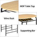 VINGLI 3 Piece Dining Set,Small Kitchen Table Set for 2,Breakfast Table Set for 2,Kitchen Wooden Table and 2 Chairs for Small Space/Dining Room/Apartment,Metal Frame,Wine Rack,Black&Natural