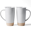 famiware Milkyway Coffee Mugs, 20oz Large Coffee Mug, Ceramic Mug Set of 2 with Lid, Cup Set with Handle for Latte, Tea, Cocoa, Milk, Home & Office, Light Gray